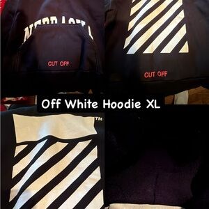 Off-White Black Hoodie with White Stripes